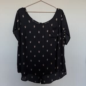 Torrid Womens Top 3X Plus Black Squirrel Print Abbey Georgette Animal Lover